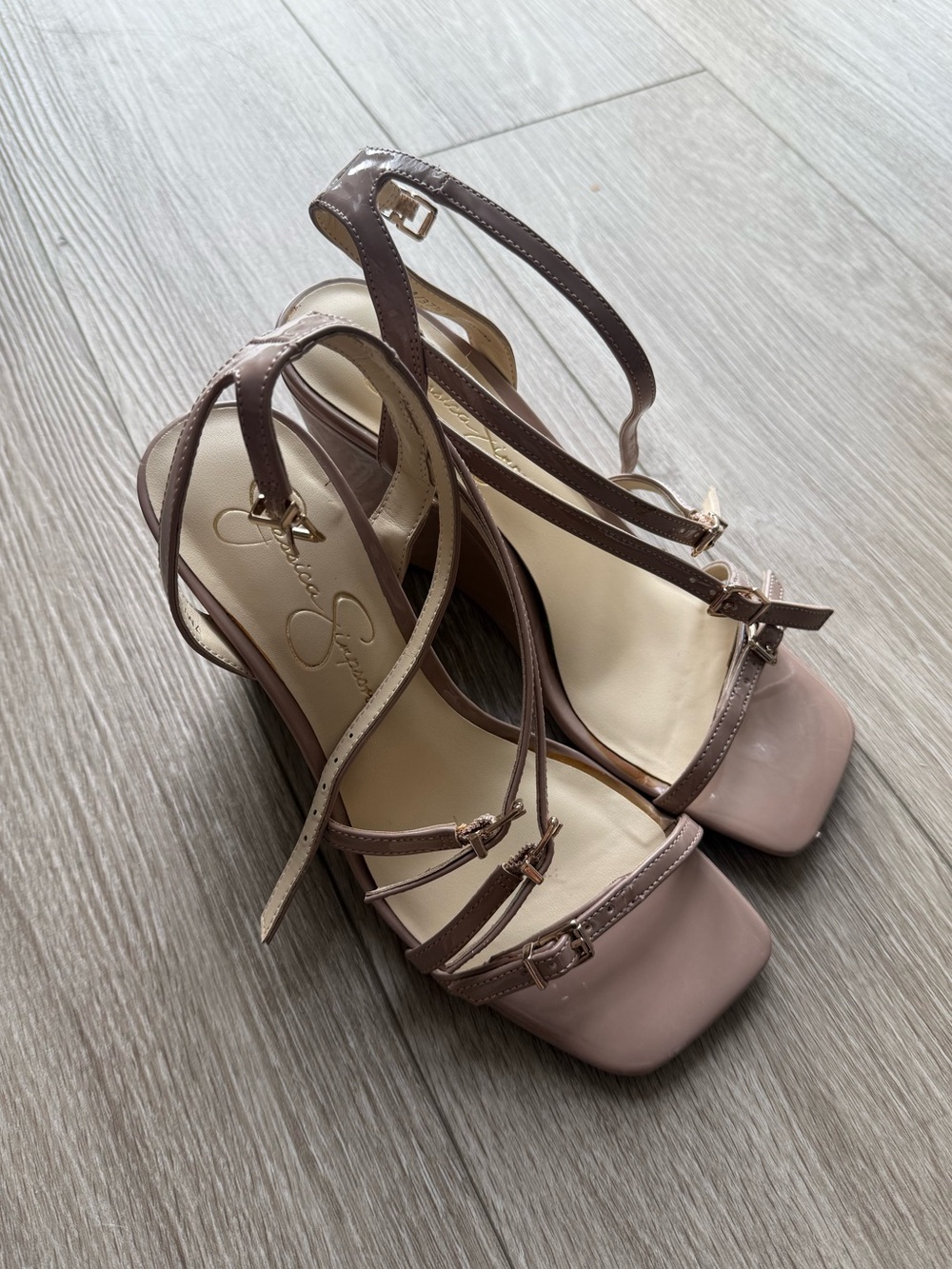 Jessica Simpson Aliara Taupe Strappy Wedge Sandals